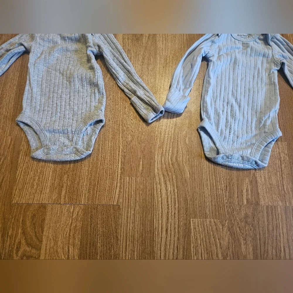 Carter's Blue Long Sleeve Baby Bodysuit Set